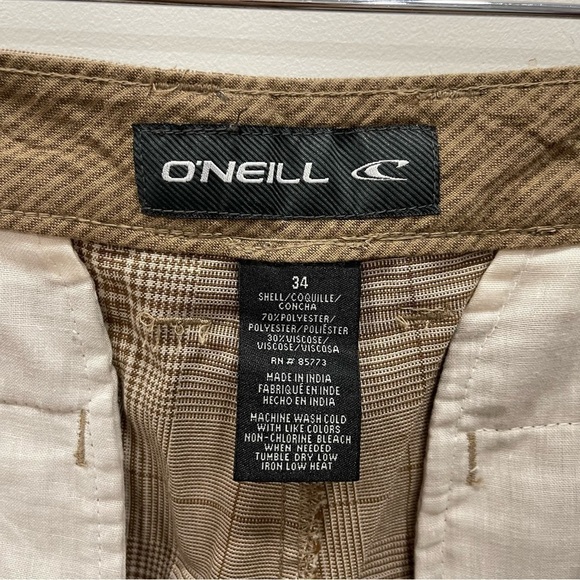 O’neill Paramount Plaid Check Shorts Tan Size 34 - Picture 8 of 10